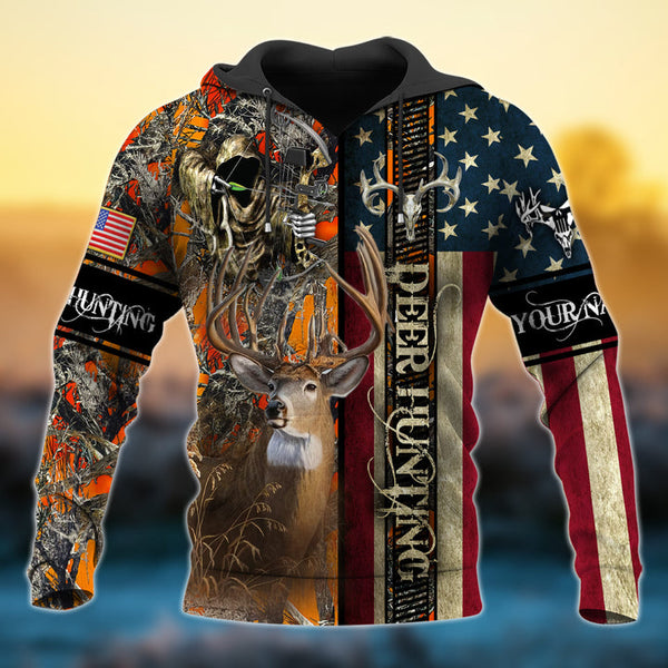 frenzidea Custom Name US Flag The Best Deer Hunting 3D Shirt