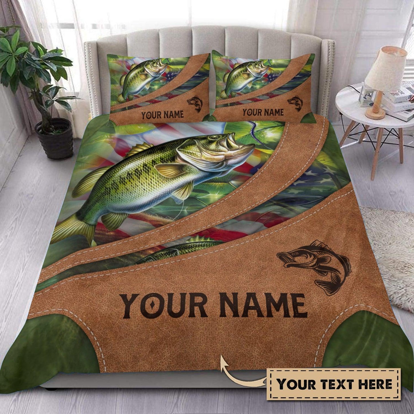 Frenzidea Fishing Flag Leather Pattern Personalized Bedding Set