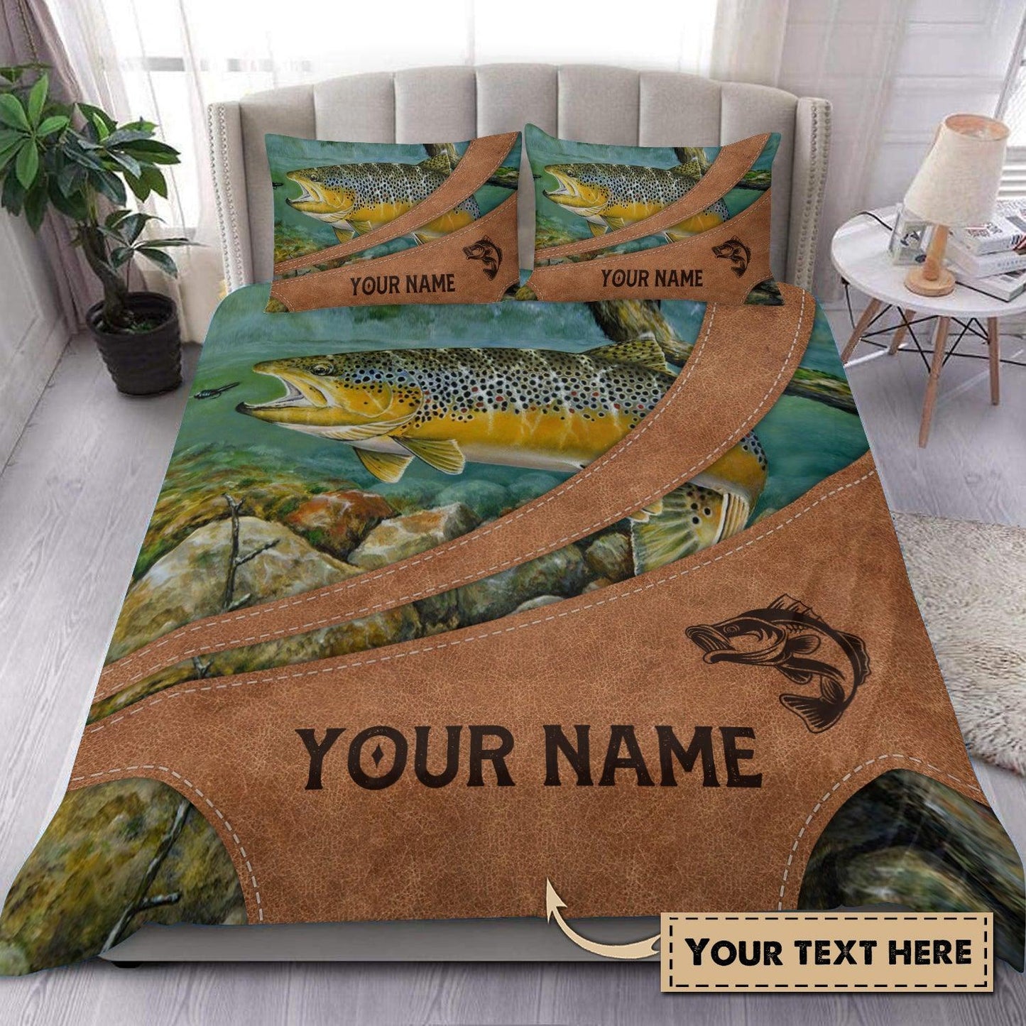 Frenzidea Fishing Water Leather Pattern Personalized Bedding Set