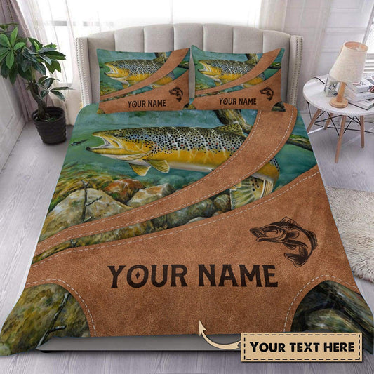 Frenzidea Fishing Water Leather Pattern Personalized Bedding Set
