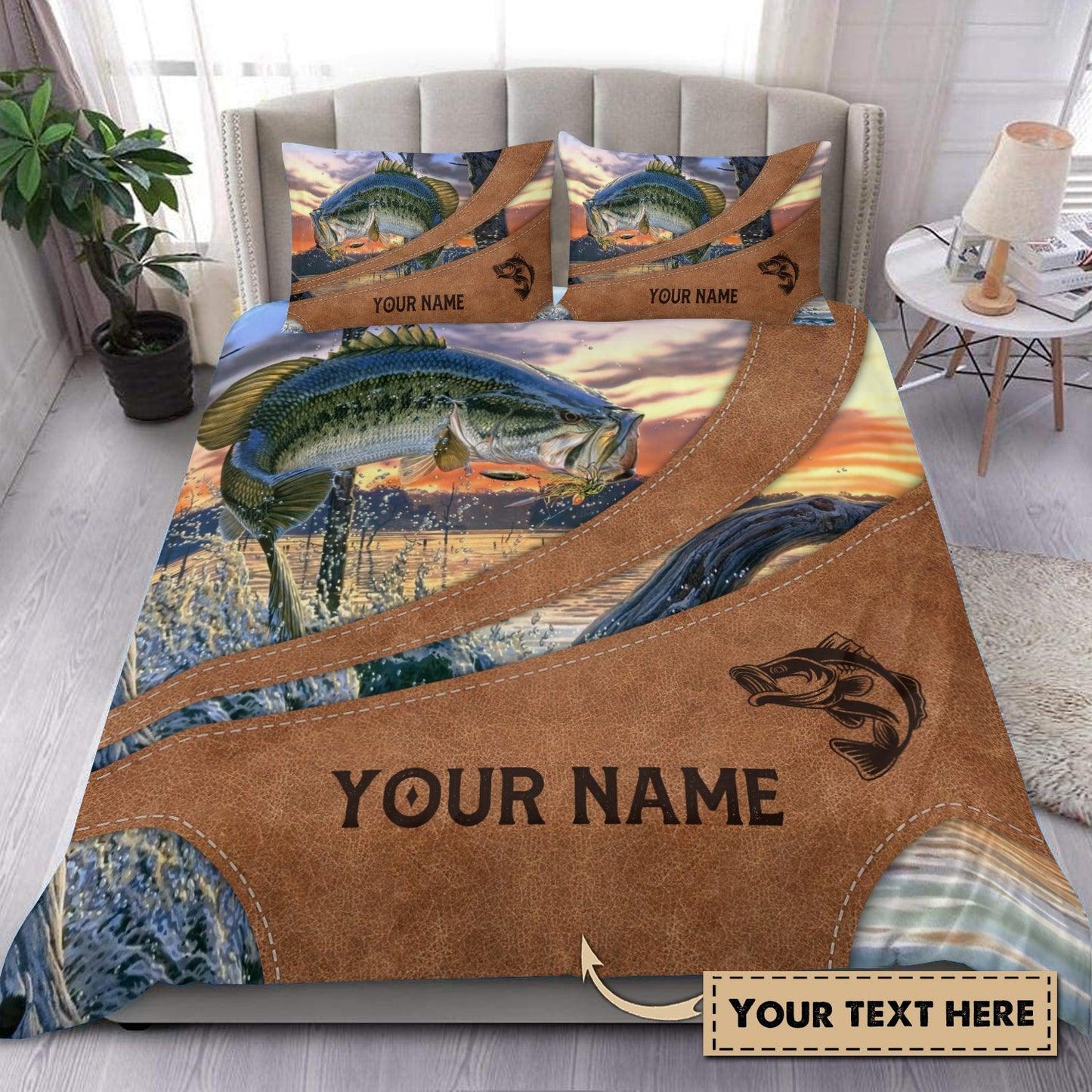 Frenzidea Fishing Jumping Leather Pattern Personalized Bedding Set