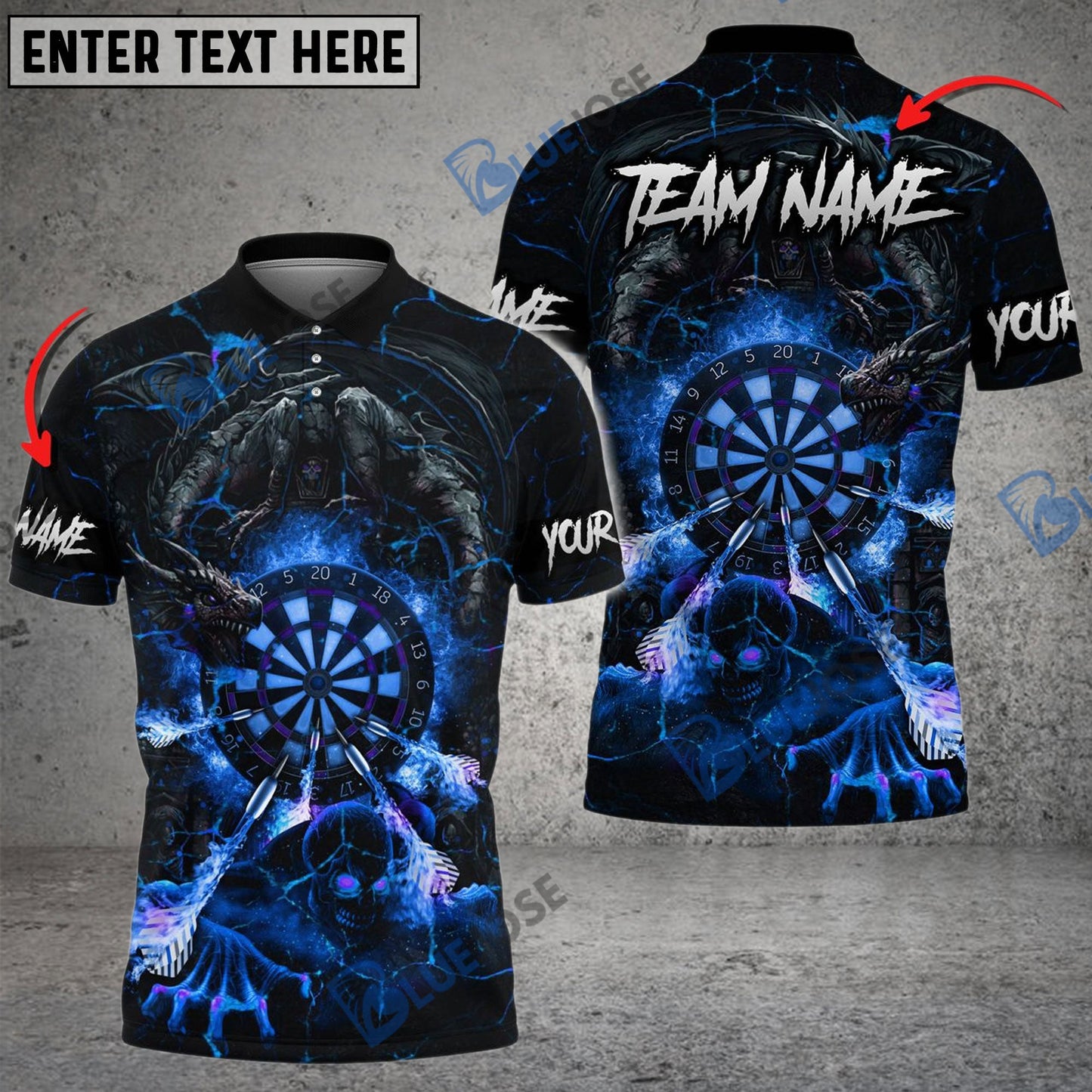 Frenzidea Darts Hell Dragon Personalized Name, Team Name 3D Shirt (4 Colors)