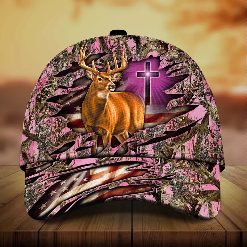 Frenzidea Premium Cross And Deer 3D Personalized Multicolor Cap