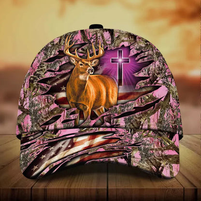 Frenzidea Premium Cross And Deer 3D Personalized Multicolor Cap