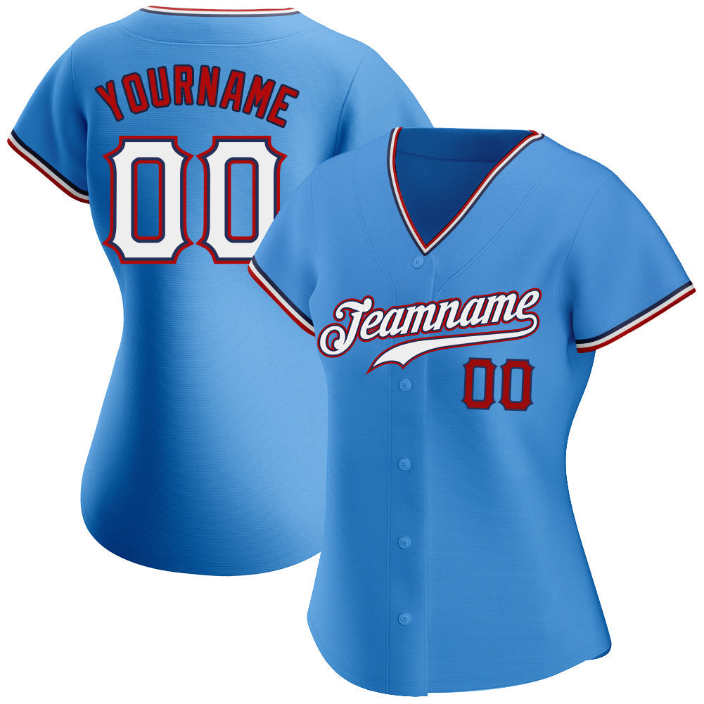 Frenzidea Custom Powder Blue White-Red Authentic Baseball Jersey