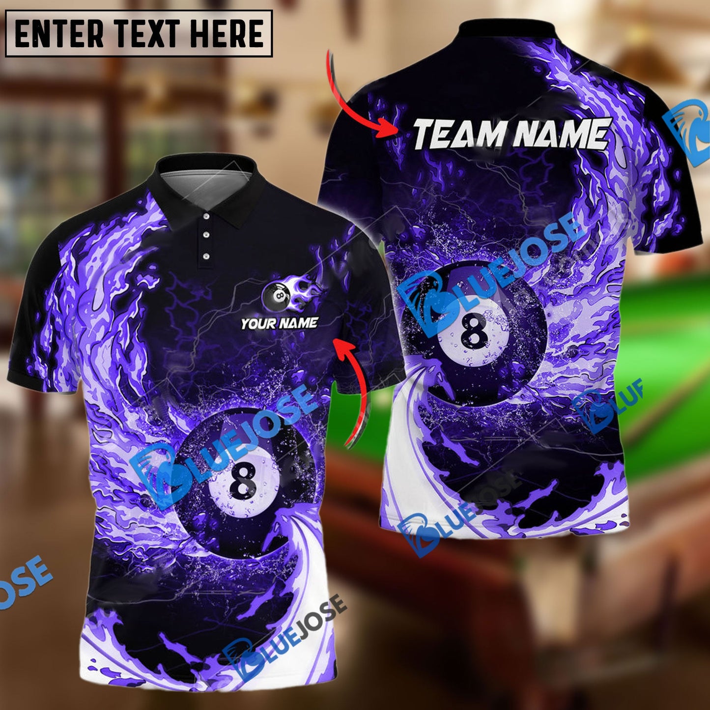 Frenzidea Billiards Ball 8 Breath Of Fire Personalized Name, Team Name Unisex Shirt ( 6 Colors )