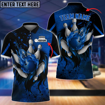 frenzideas Bowling And Pins Water Paint Customized Name 3D Shirt (4 Colors)
