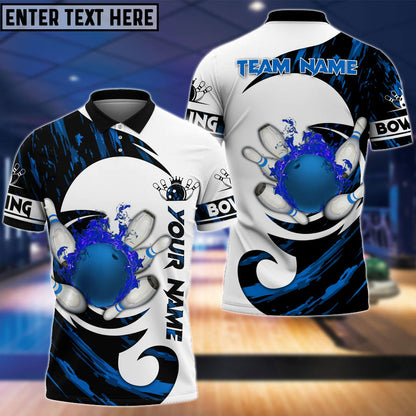 frenzideas Bowling And Pins Water Paint Color Customized Name 3D Shirt (4 Colors)
