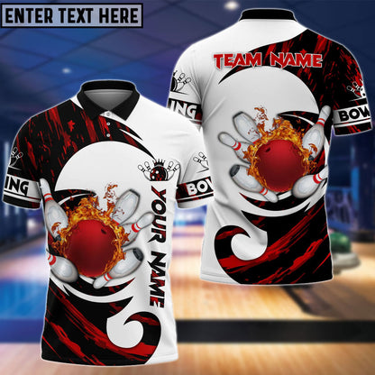 frenzideas Bowling And Pins Water Paint Color Customized Name 3D Shirt (4 Colors)