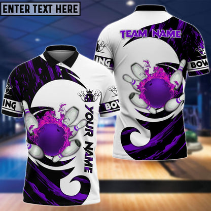 frenzideas Bowling And Pins Water Paint Color Customized Name 3D Shirt (4 Colors)