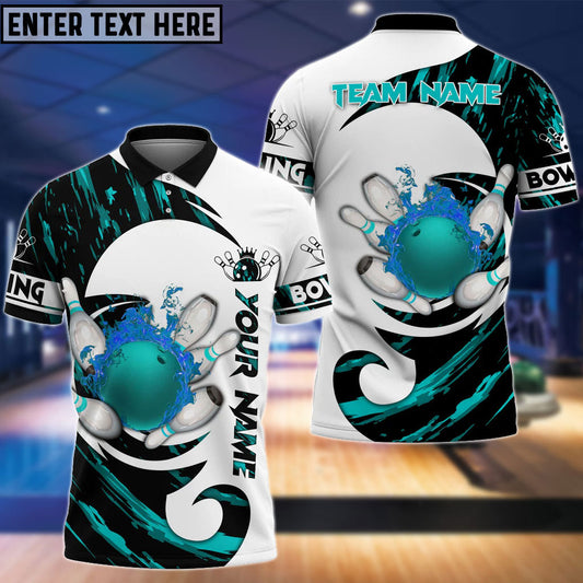 frenzideas Bowling And Pins Water Paint Color Customized Name 3D Shirt (4 Colors)