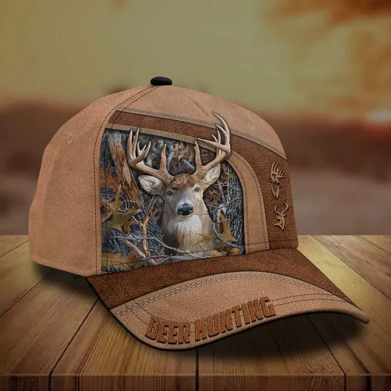 Frenzidea Premium Brown Printed Deer Hunting Personalized Cap