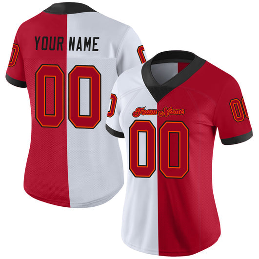 Frenzidea Custom White Red-Black Mesh Split Fashion Football Jersey