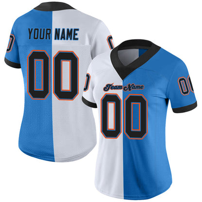 Frenzidea Custom Powder Blue Black-White Mesh Split Fashion Football Jersey