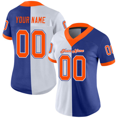 Frenzidea Custom Royal Orange-White Mesh Split Fashion Football Jersey