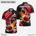 Frenzidea Bowling And Pins Fireball Impact Customized Name 3D Shirt (4 Colors)