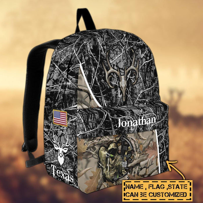 Frenzidea Deer Hunting Name State & Flag Personalized Backpack
