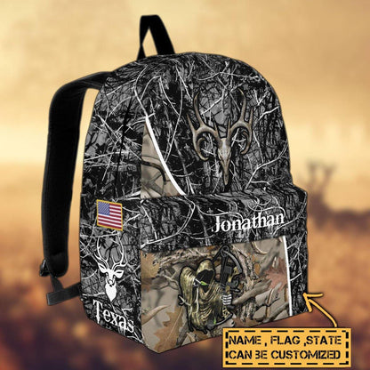 Frenzidea Deer Hunting Name State & Flag Personalized Backpack