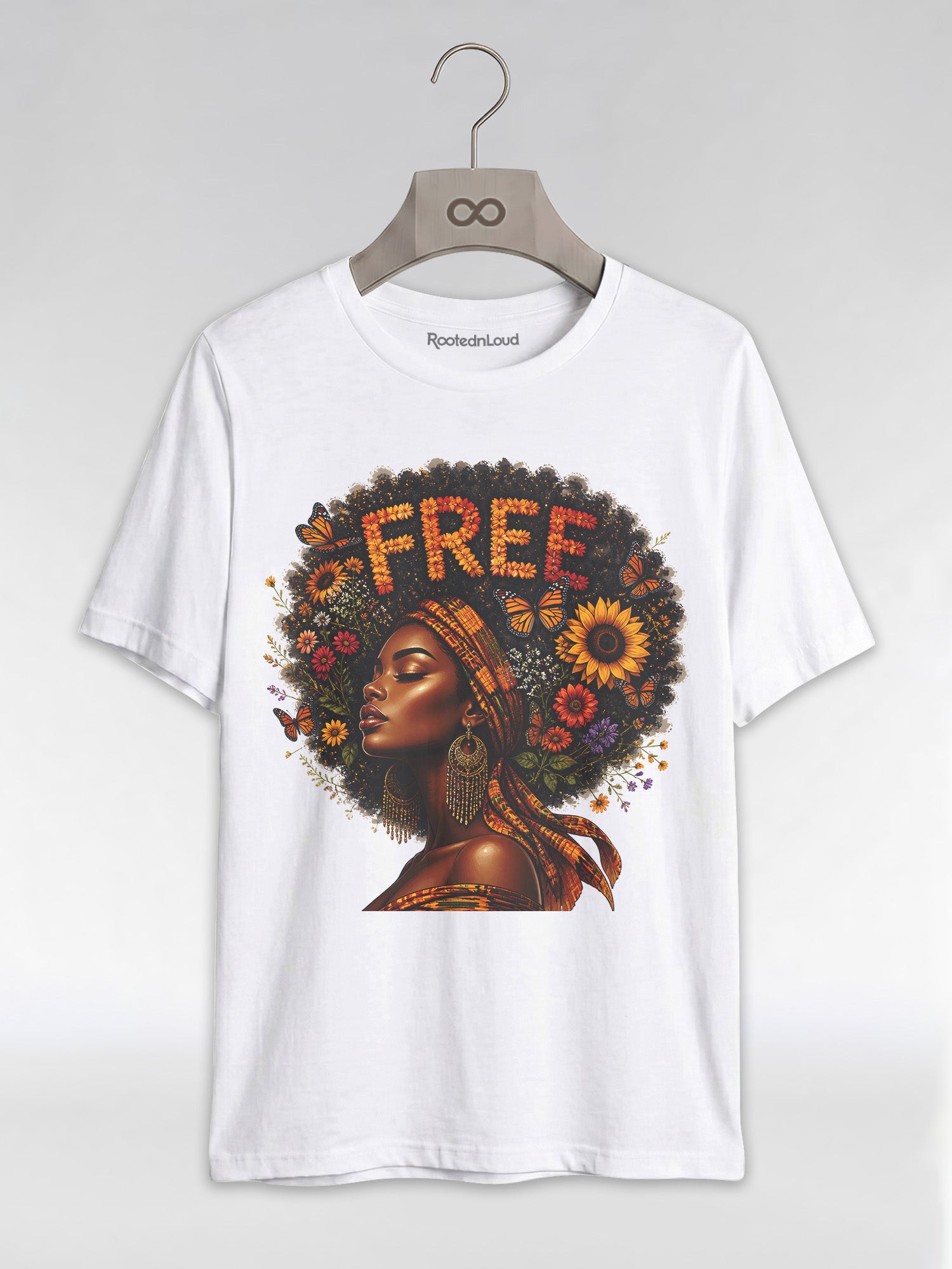 Free Floral Afro: Melanin Queen Empowerment Graphic T-Shirt - RootednLoud