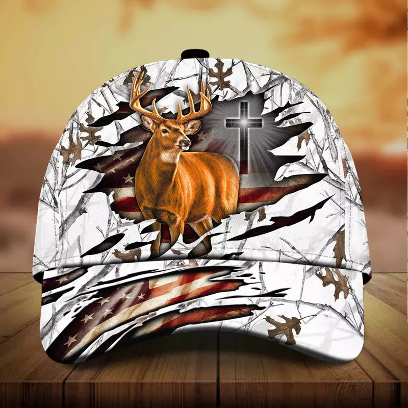 Frenzidea Cross And Deer Multicolor Personalized Cap