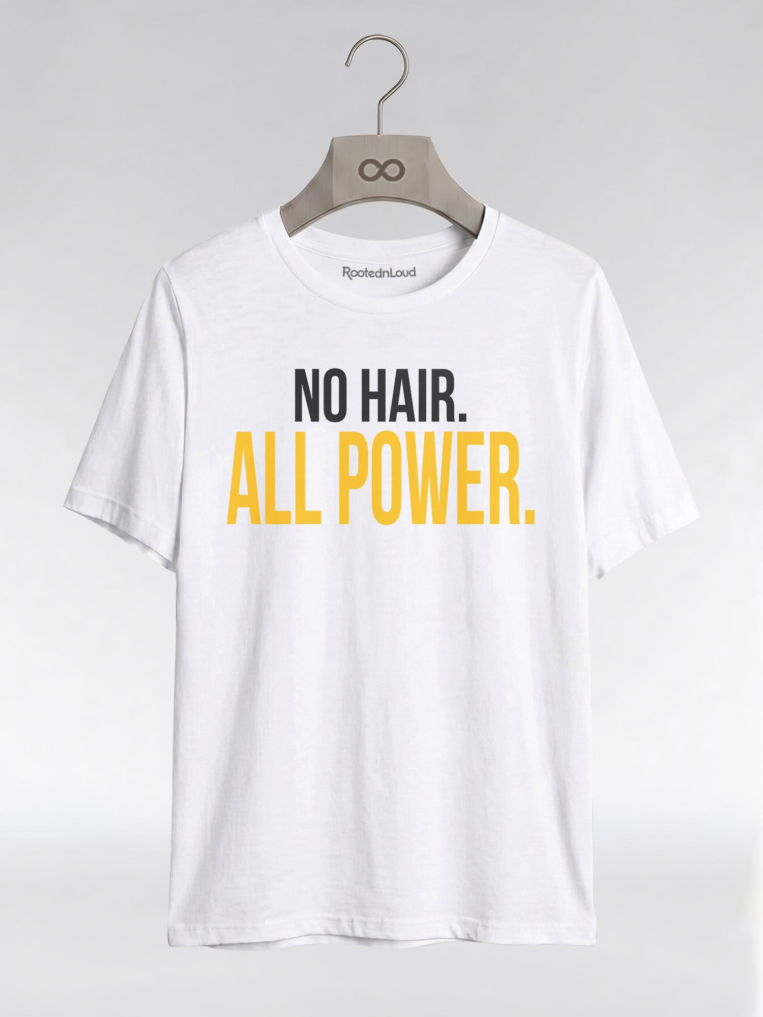 No Hair All Power T-Shirt: Bald Pride Empowerment Graphic T-Shirt - RootednLoud