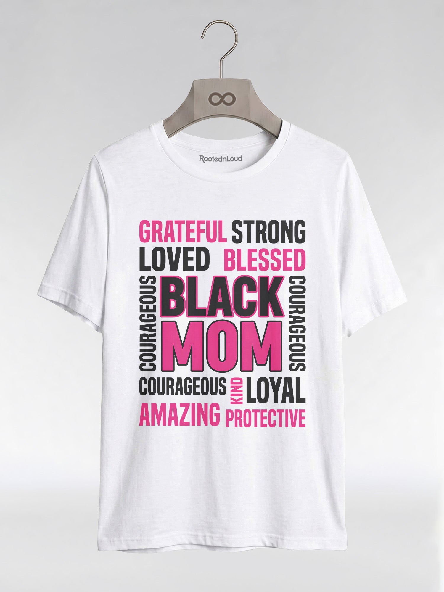 Strong & Blessed: Black Mom Affirmations Typography Graphic T-Shirt - RootednLoud