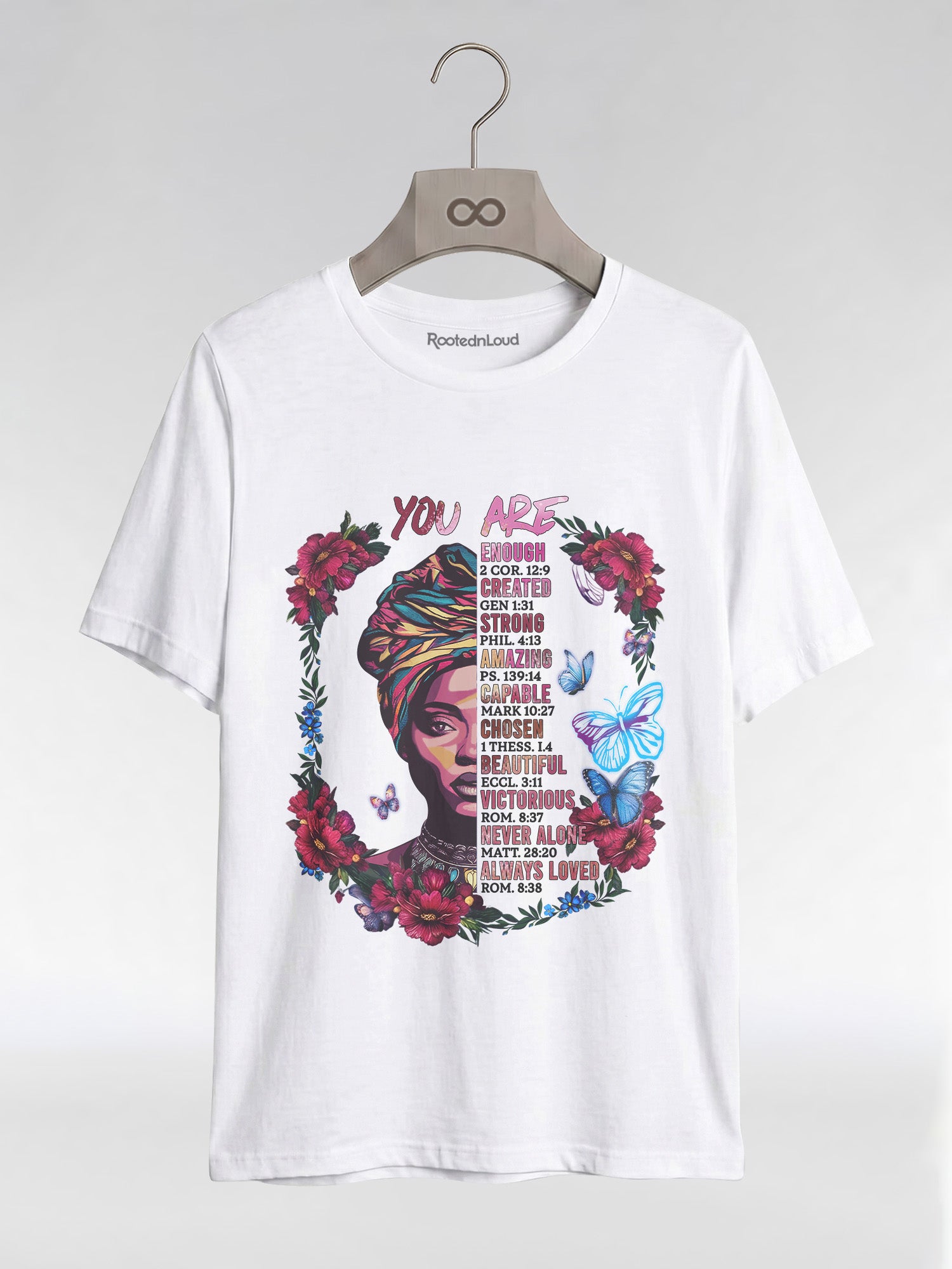 You Are Enough: Black Woman Christian Affirmations Graphic T-Shirt - RootednLoud
