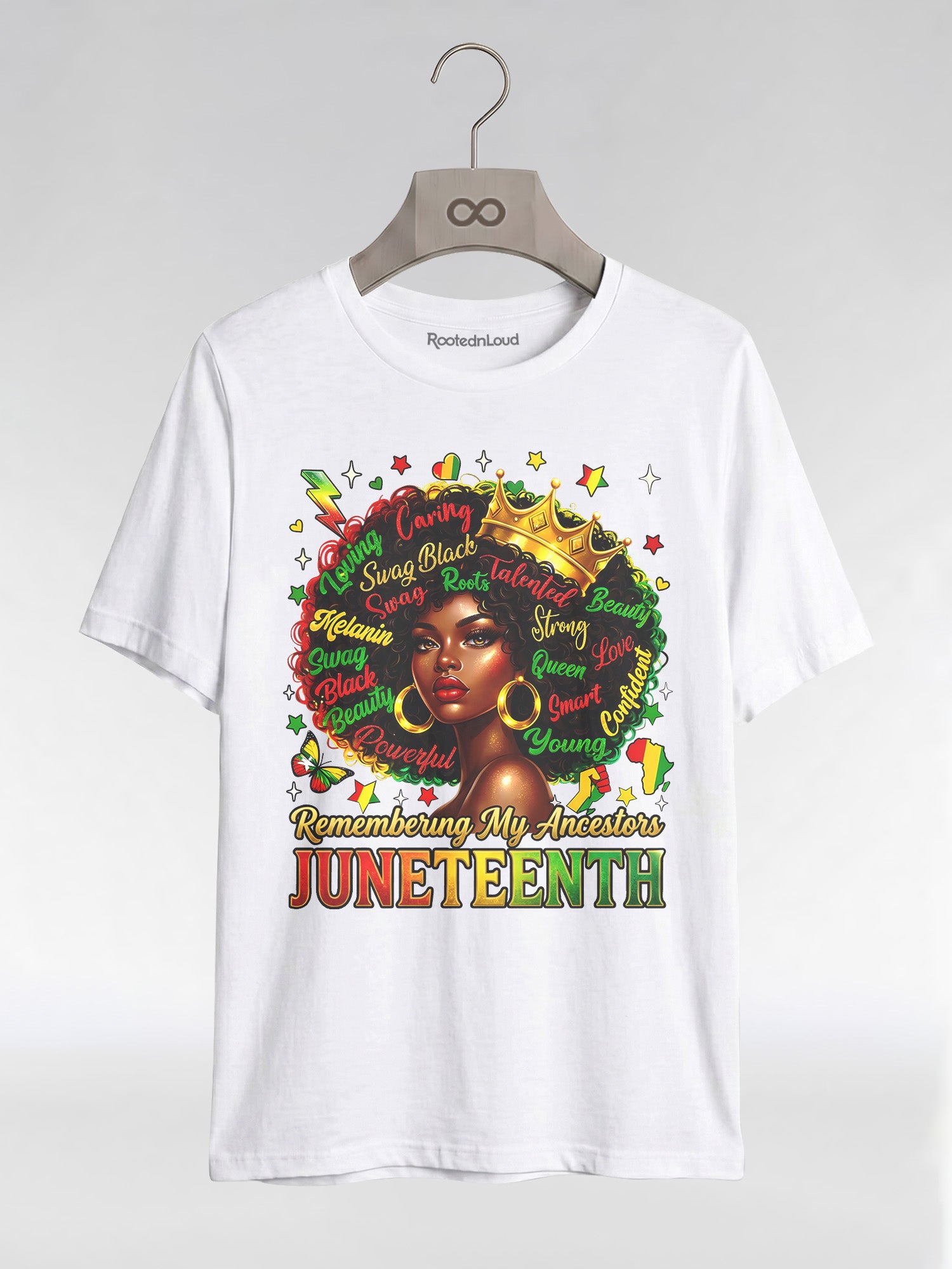 Remembering My Ancestors Juneteenth: Black Queen Graphic T-Shirt - RootednLoud