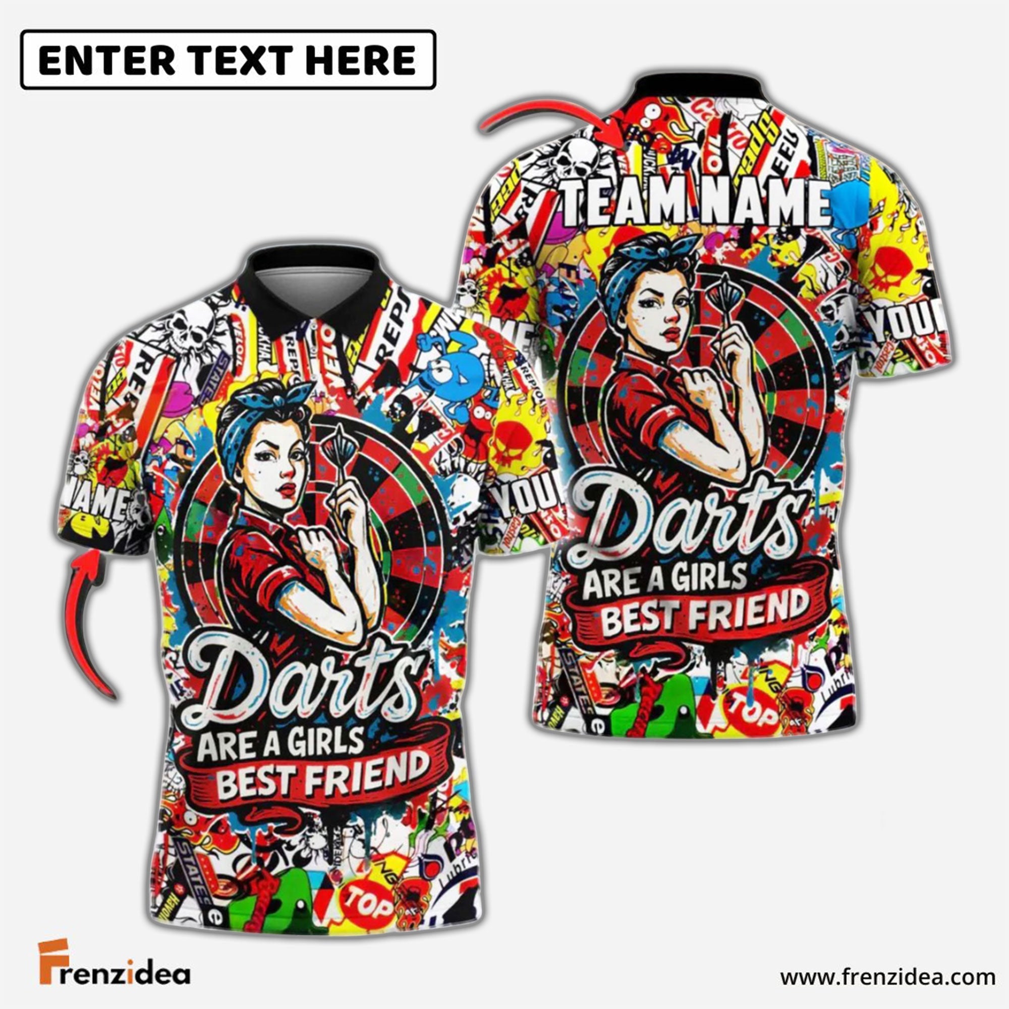 Frenzidea Darts Girls Best Friend Personalized Name, Team Name Shirt