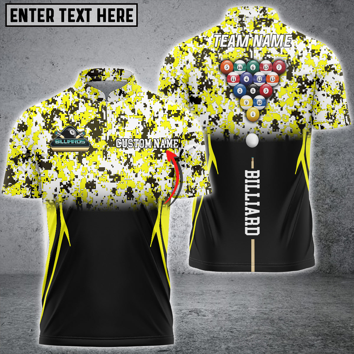 Frenzidea Billiards Sport Camo Personalized Name, Team Name Unisex Shirt ( More Color Options )