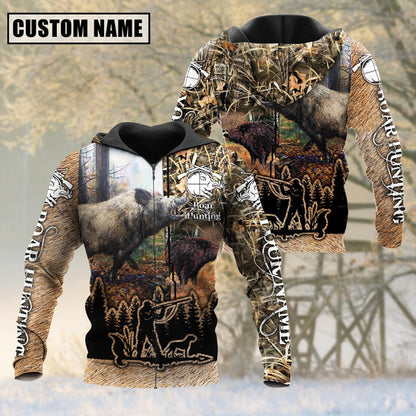 frenzidea Custom Name Boar Hunting Camo Style Shirt 3D Shirt