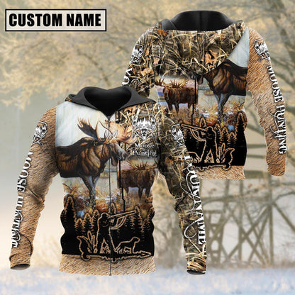 frenzidea Custom Name Moose Hunting Camo Style Shirt 3D Shirt