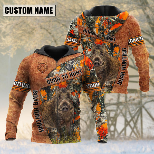 frenzidea Personalized Name Born To Hunt Boar Hunting 3D Shirt