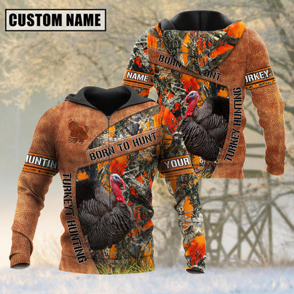 frenzidea Personalized Name Born To Hunt Turkey Hunting 3D Shirt