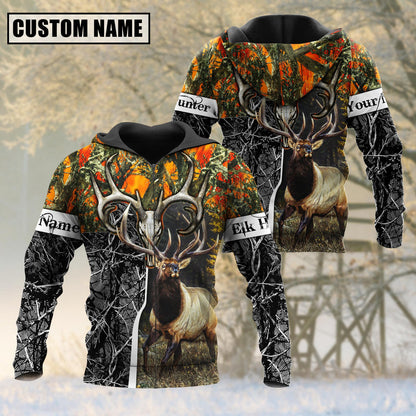 frenzidea Beautiful Elk Hunting Camo Personalized 3D Hoodie For Hunting Lover
