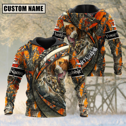 frenzidea Custom Name Hunting Rabbit Camo US Flag 3D Shirt